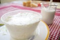 SheepÃ¢â¬â¢s milk ricotta in plastic mold